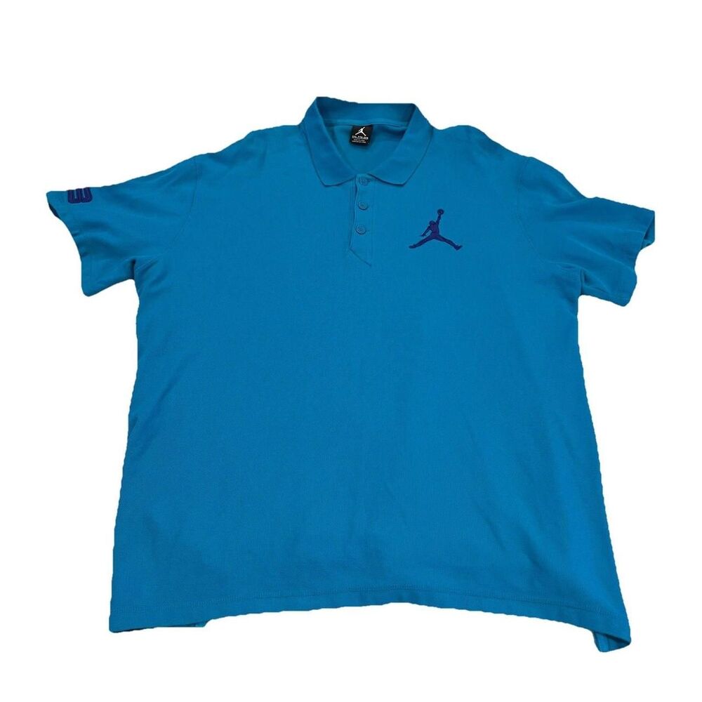 Nike Air Jordan 23 Shirt Mens Polo Basketball Blue Teal Large 2XL XXL Button
